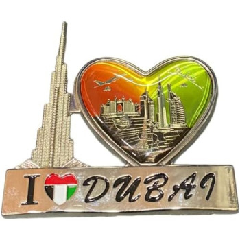 I Love Dubai Heart Silver Fridge Magnet