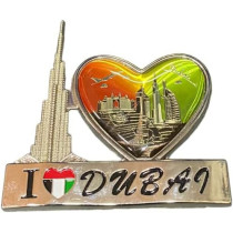 I Love Dubai Heart Silver Fridge Magnet