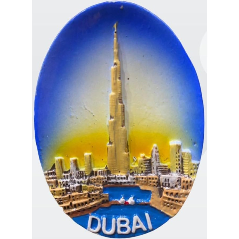 Burj Khalifa Designed Oval Fridge Magnet