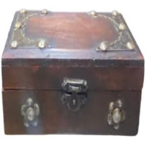 Antique Wooden Storage Box With Design 14 x 5cm