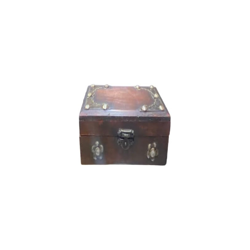 Antique Wooden Storage Box With Design 14 x 5cm