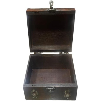 Antique Wooden Storage Box With Design 14 x 5cm