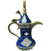 Blue Gold Coloured Decorative Arabic Coffee Pot 10cm Height
