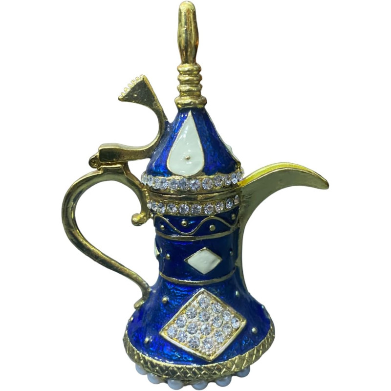 Blue Gold Coloured Decorative Arabic Coffee Pot 10cm Height