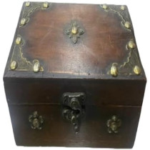 Antique Wooden Storage Box With Design 17 x 8 cm