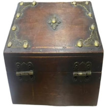 Antique Wooden Storage Box With Design 17 x 8 cm