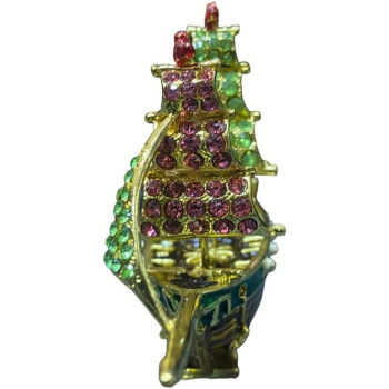 Souvenir Gold And Green Colour Ship 10cm Length