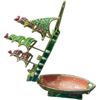 Souvenir Gold And Green Colour Ship 10cm Length