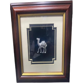 Handmade Frame With Souvenir Silver Camel Under Glass