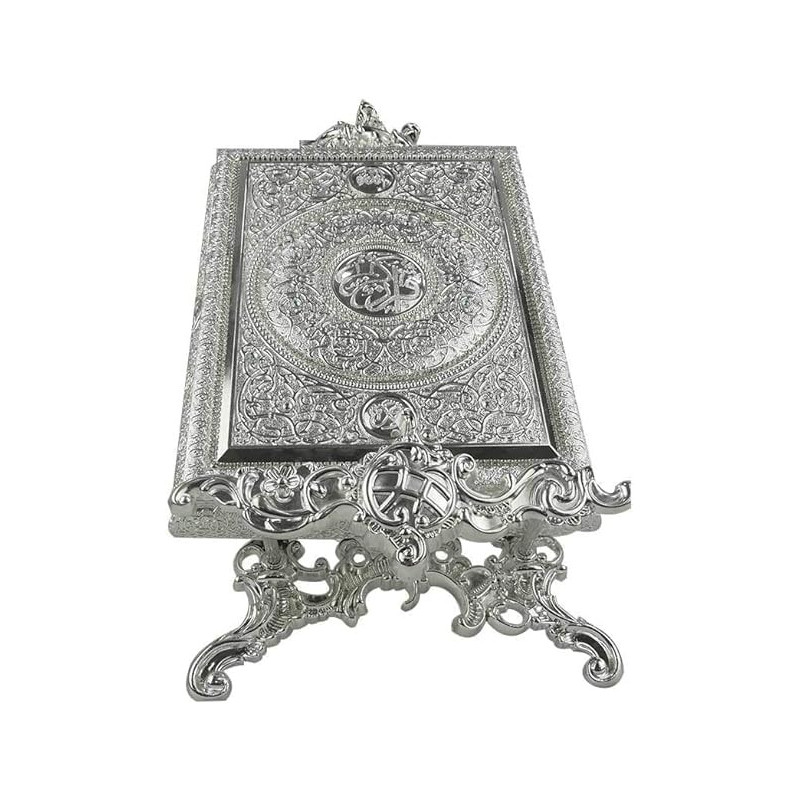 Silver Quran Box With Holder 27cm Height, 20cm Length