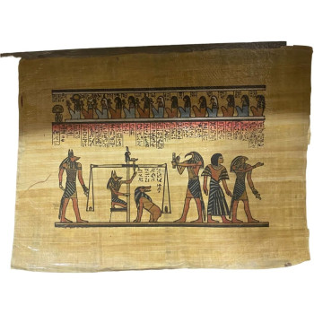 Ancient Egyptian Papyrus Painting 32cm Height, 45cm Length