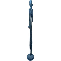 Vintage Tall Thin Ebony Wood Sculpture Of African - 29cm Height, 2cm Width