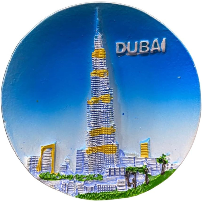 Dubai Burj Khalifa Designed Round Ceramic Fridge Magnet