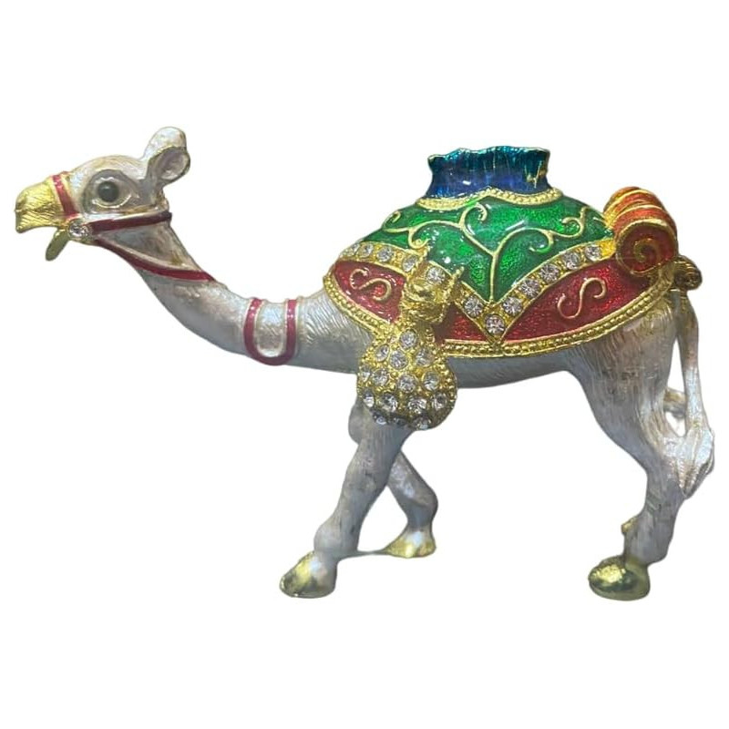Camel Souvenir White Colour With Trinket Storage 7cm Length, 5cm Height