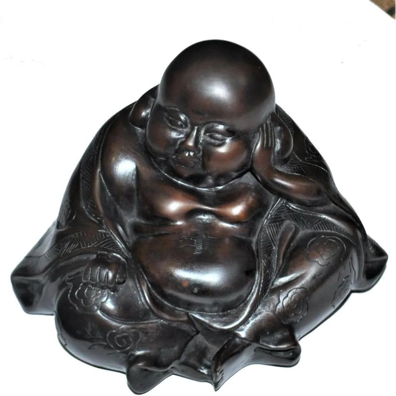 A Oriental Bronzed Composite Statue Of A Young Man Dreaming