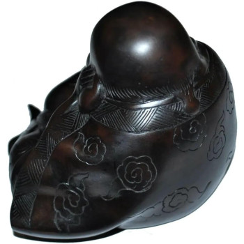 A Oriental Bronzed Composite Statue Of A Young Man Dreaming