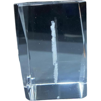 Crystal 3D Etched Glass With Arabic Allah Wording - 6cm Height And 4cm Length