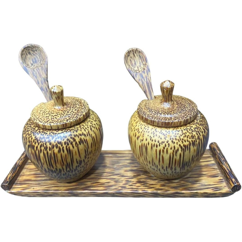 Coconut Wood Spice Jar Set