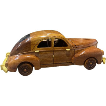 Mahogany Peugeot Wooden Car Model 20cm Length