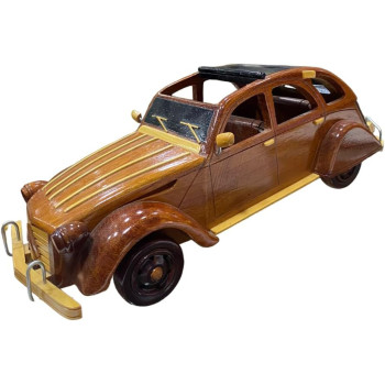 Mahogany Citroen 2-CV Vehicle Wooden Model
