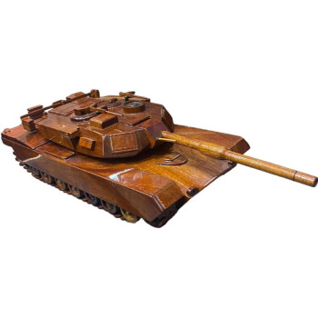 Mahogany Wooden Army Tank Model 31cm Length