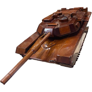 Mahogany Wooden Army Tank Model 31cm Length