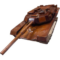 Mahogany Wooden Army Tank Model 31cm Length