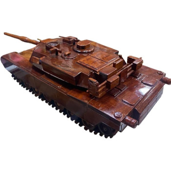 Mahogany Wooden Army Tank Model 31cm Length