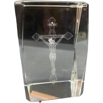 Crystal 3D Etched Glass With Jesus Designed 6cm Height And 4cm Length