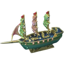 Souvenir Green Ship 10cm Length