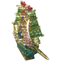 Souvenir Green Ship 10cm Length