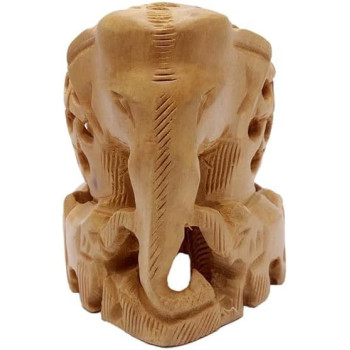 Handmade Wooden Wood Carved Royal Jali Elephant Mini Sculpture