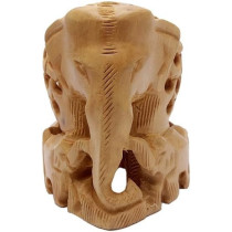 Handmade Wooden Wood Carved Royal Jali Elephant Mini Sculpture