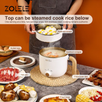 Zolele Zc302 Multifunctional Electric Rice Cooker With Non-Stick Coating Pot Two Gear Heating 1.5L Large Capacity Multi-Purpose Rice Cooker 600W-White