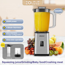 Zolele Zi101 Electric Juicer Multifunctional 800Ml Capacity One Button Switch 18000Rpm Strong Motor Grinder - Silver