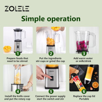Zolele Zi101 Electric Juicer Multifunctional 800Ml Capacity One Button Switch 18000Rpm Strong Motor Grinder - Silver