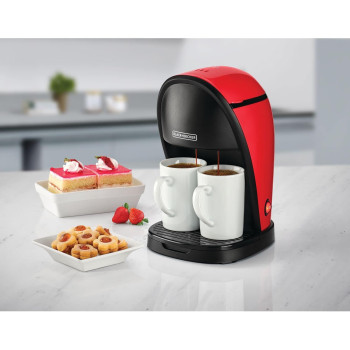 Black Decker Coffee Maker DCM48-B5 450W With Two Coffee Mugs And Measuring Spoon Set Red