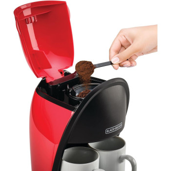 Black Decker Coffee Maker DCM48-B5 450W With Two Coffee Mugs And Measuring Spoon Set Red