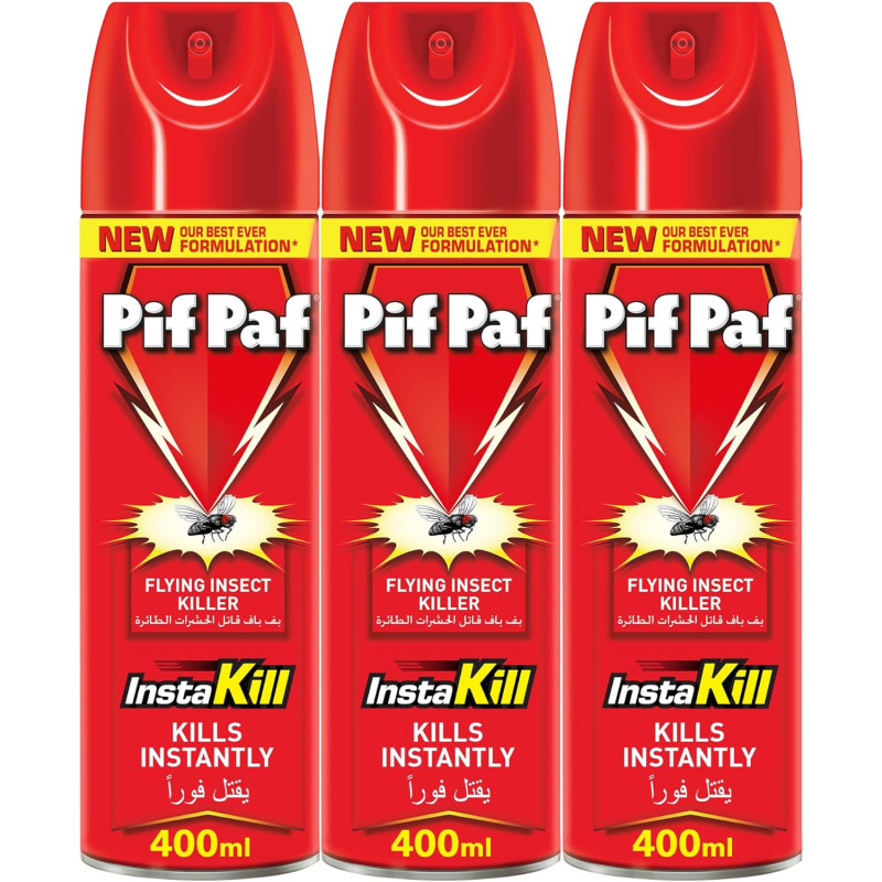 Pif Paf Mosquito & Fly Killer, Kills Instantly, Insect Killer Spray With Best Ever Formulation, 400 ml, Pack of 3