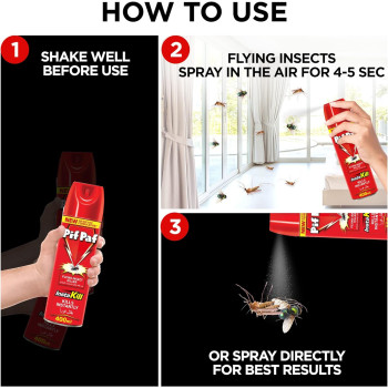 Pif Paf Mosquito & Fly Killer, Kills Instantly, Insect Killer Spray With Best Ever Formulation, 400 ml, Pack of 3