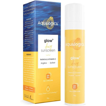 Aqualogica Glow+ Dewy Sunscreen SPF 50 PA+++ For UVA/B & Blue Light Protection, For Glowing & Well Protected Skin, Cream, 50G