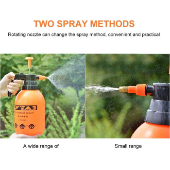 Volwco Handheld Garden Sprayer, Volwco 2L Portable Pressurized Sprayer One Hand Pressure Bottle, Adjustable Nozzle, Use with Water Chemicals