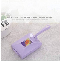 Abbasali Handheld Double Roller Style Brush, Manual Carpet Cleaning Brush, Sweeper, Crumb Remove Hair Brushes, Purple
