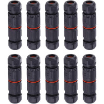 Walfront 10 Pcs Electrical Cable Connector IP68 3 Pin Outdoor Plug Socket Waterproof Wire Connector Fitting 0.5mm² - 2.0mm²