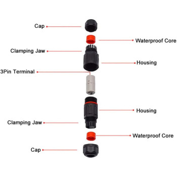 Walfront 10 Pcs Electrical Cable Connector IP68 3 Pin Outdoor Plug Socket Waterproof Wire Connector Fitting 0.5mm² - 2.0mm²