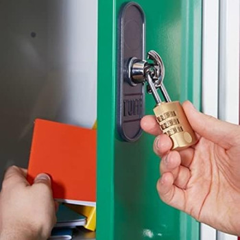 Abbasali Brass Combination Pad Lock 20mm Three Brass Dials Safety Lock For Luggage And Cabinets