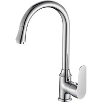 Kitchen Mixer Tap Faucet Single Hole, Brass, Silver