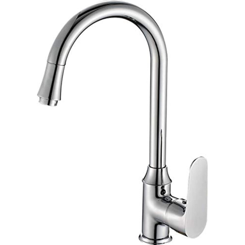 Kitchen Mixer Tap Faucet Single Hole, Brass, Silver