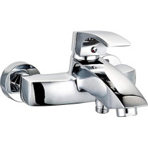 Bath Mixer Tap Faucet With Hand Shower, Brass, Silver