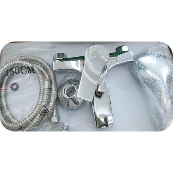 Bath Mixer Tap Faucet With Hand Shower, Brass, Silver